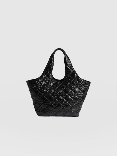 Large Stella Quilted Shoulder Tote Bag Black - Women's Bags | Saint + Sofia® UK