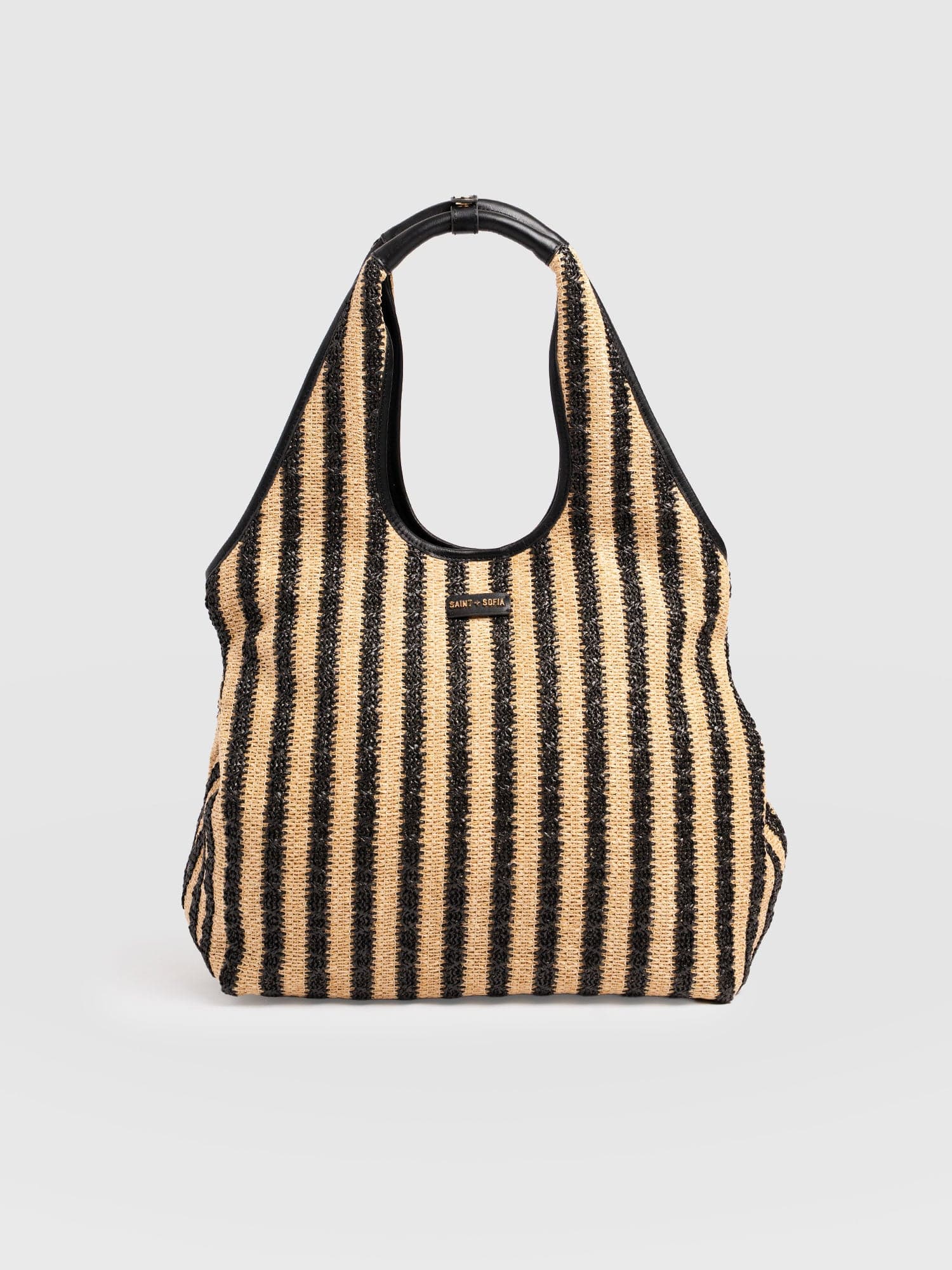 Large Stella Shoulder Tote Bag - Black Raffia