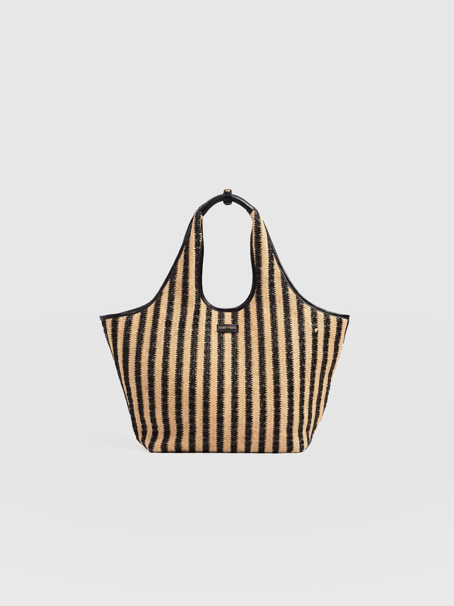 Large Stella Shoulder Tote Bag - Black Raffia - Women's Handbags | Saint + Sofia® UK