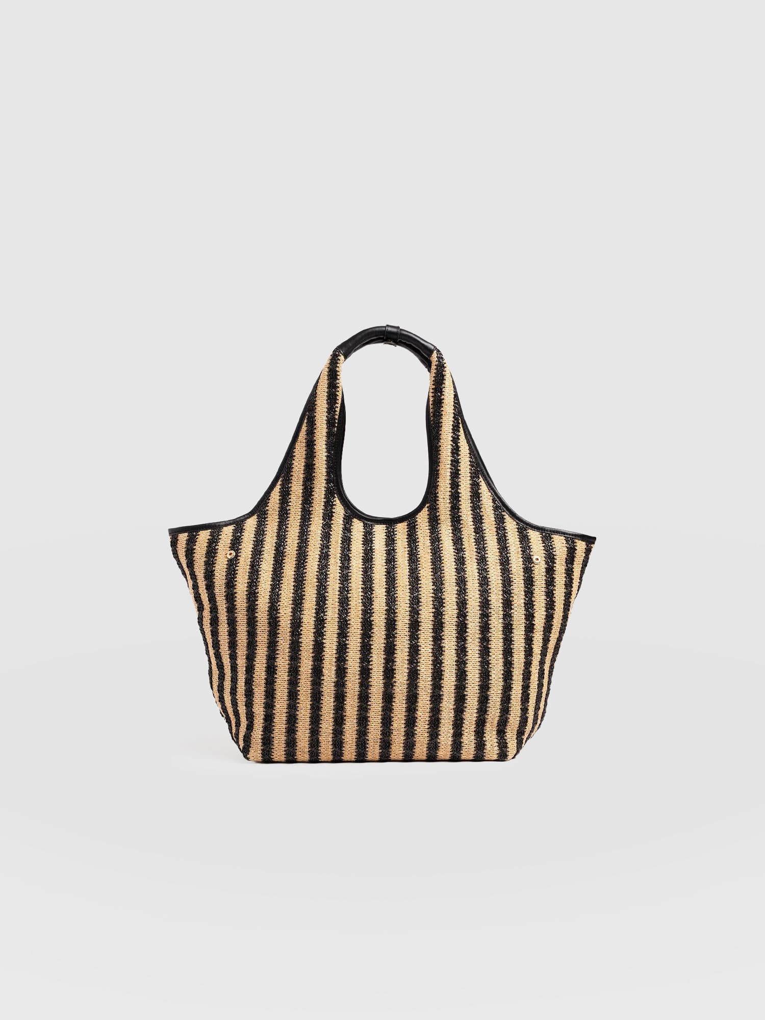 Large Stella Shoulder Tote Bag - Black Raffia