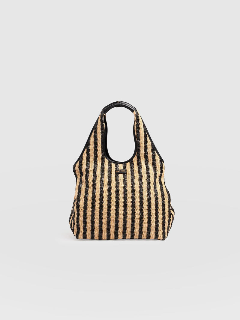 Large Stella Shoulder Tote Bag - Black Raffia - Women's Handbags | Saint + Sofia® UK