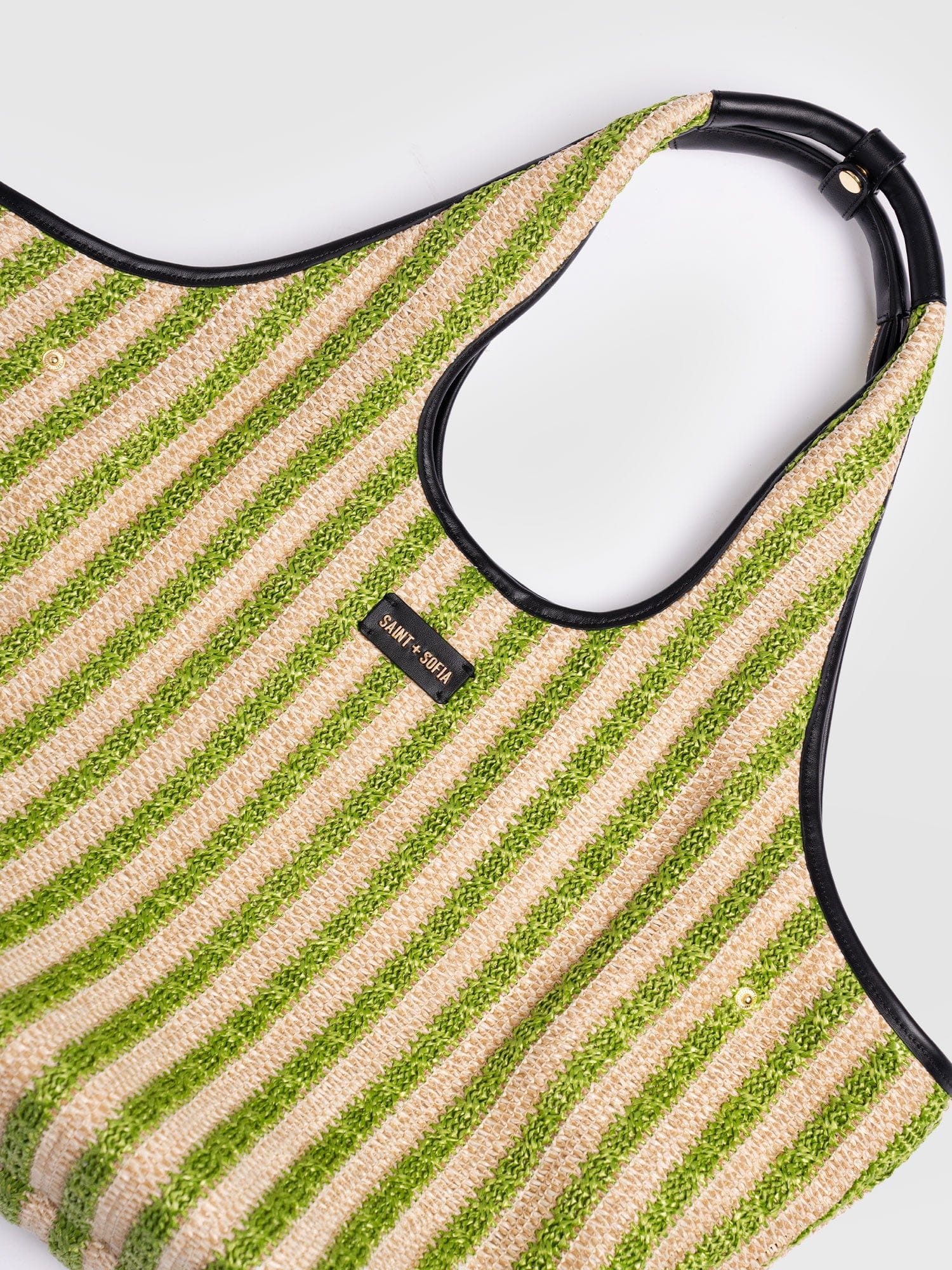 Large Stella Shoulder Tote Bag - Green Raffia