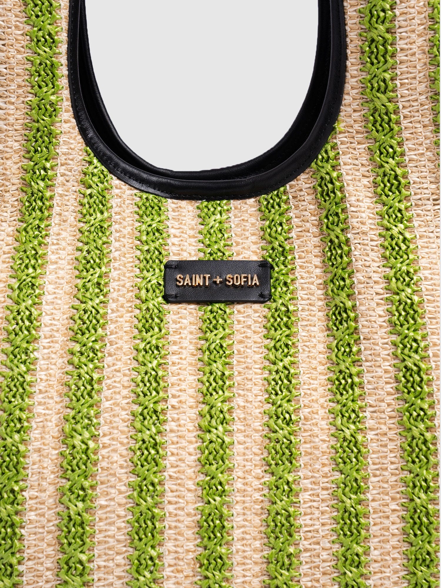 Large Stella Shoulder Tote Bag - Green Raffia