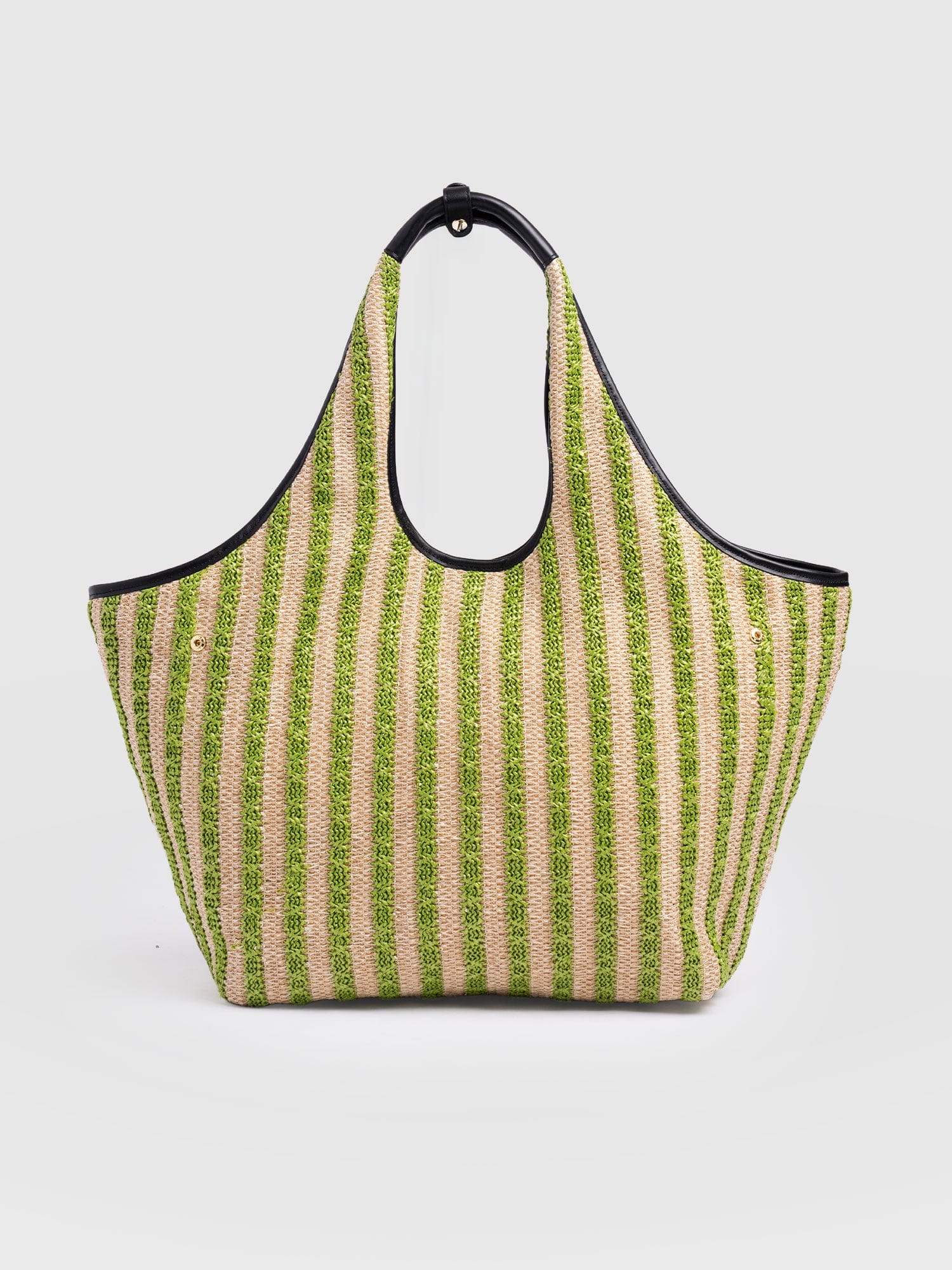 Large Stella Shoulder Tote Bag - Green Raffia