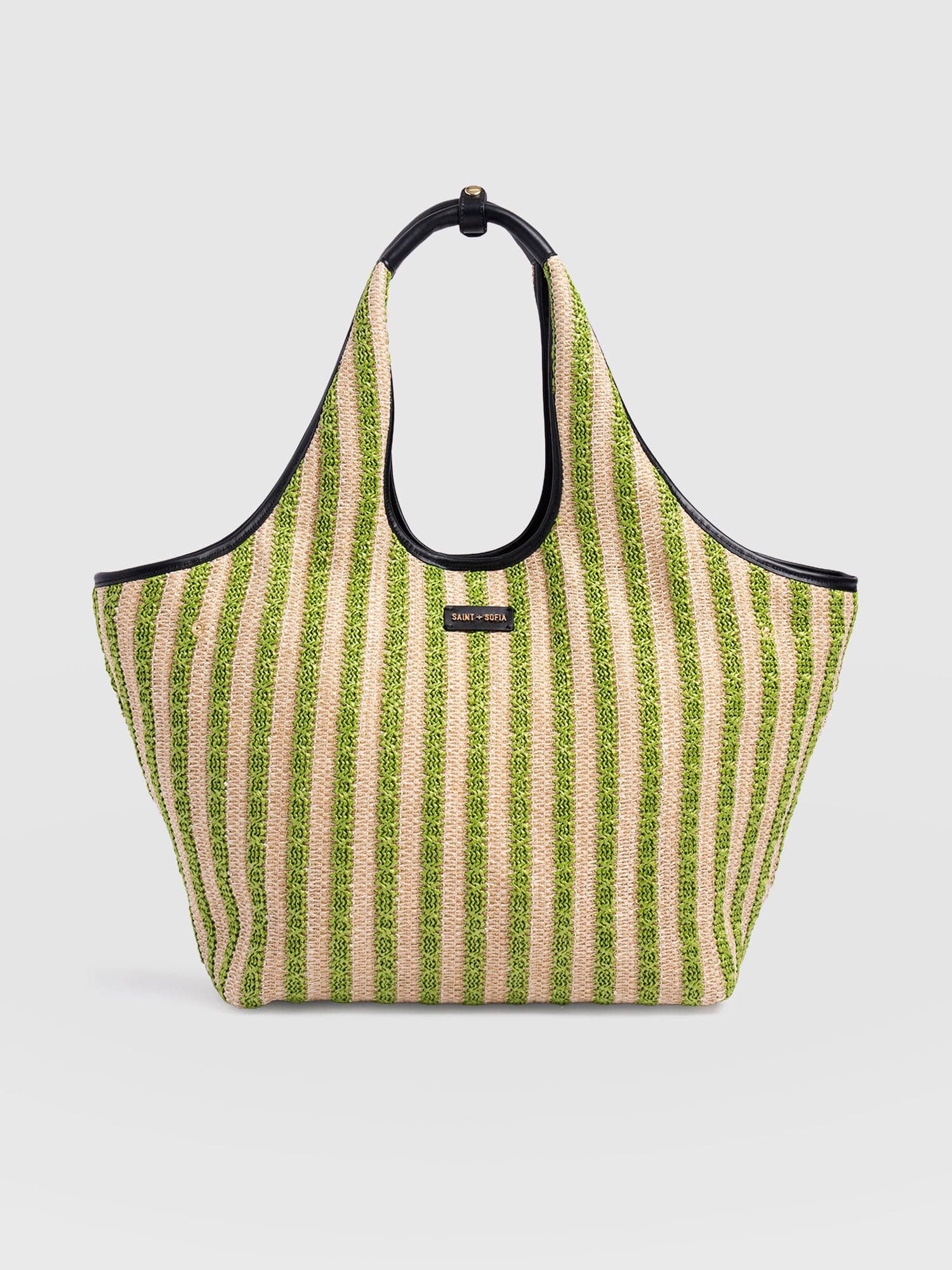 Large Stella Shoulder Tote Bag - Green Raffia