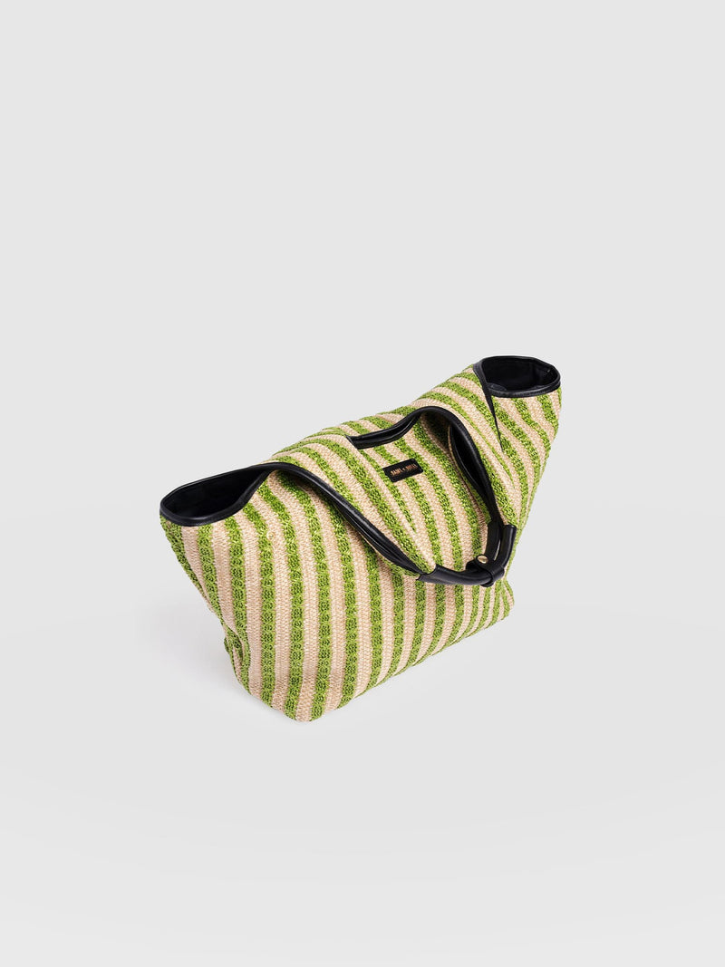 Large Stella Shoulder Tote Bag - Green Raffia - Women's Handbags | Saint + Sofia® UK