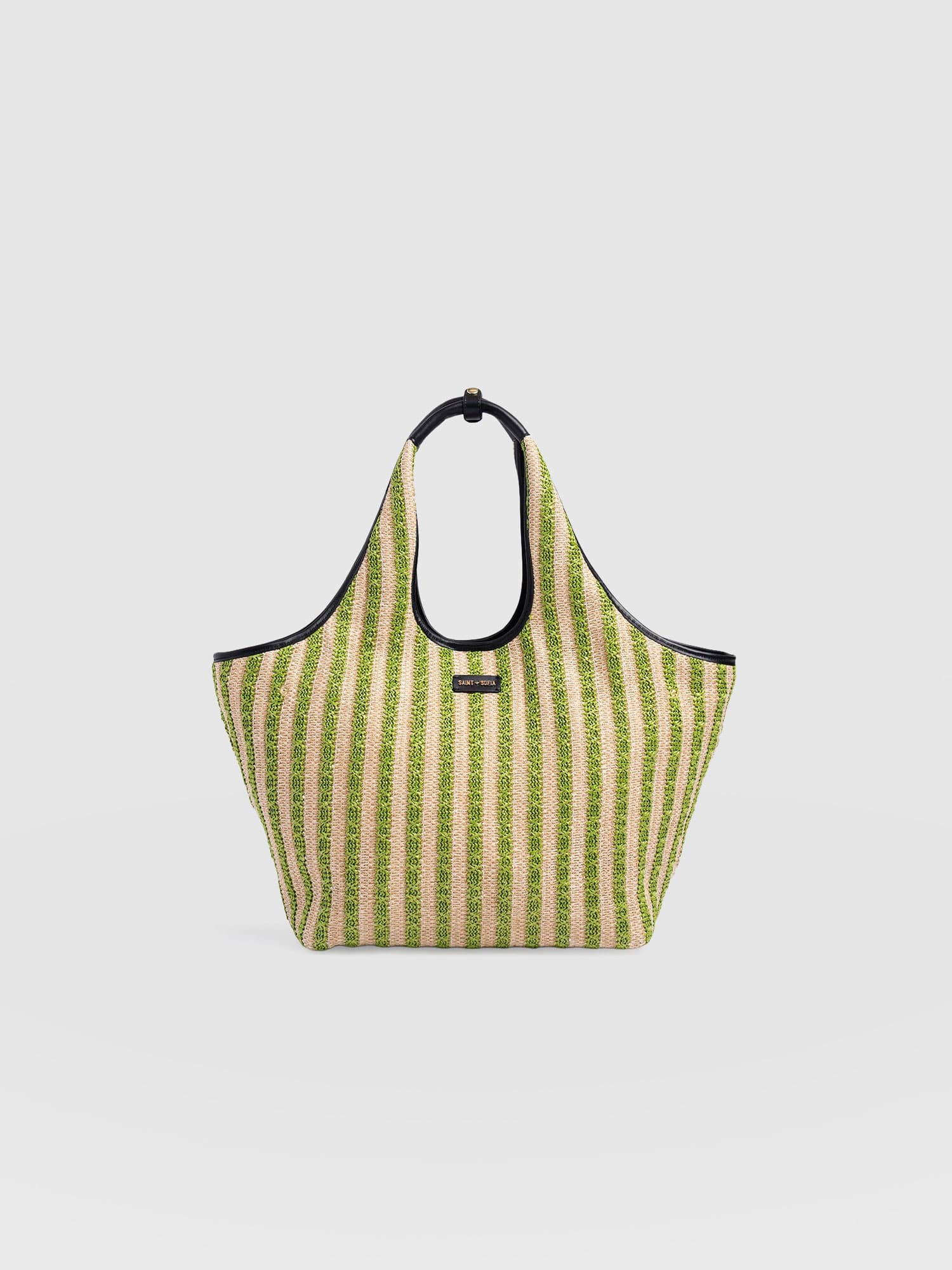 Large Stella Shoulder Tote Bag - Green Raffia - Women's Handbags | Saint + Sofia® UK