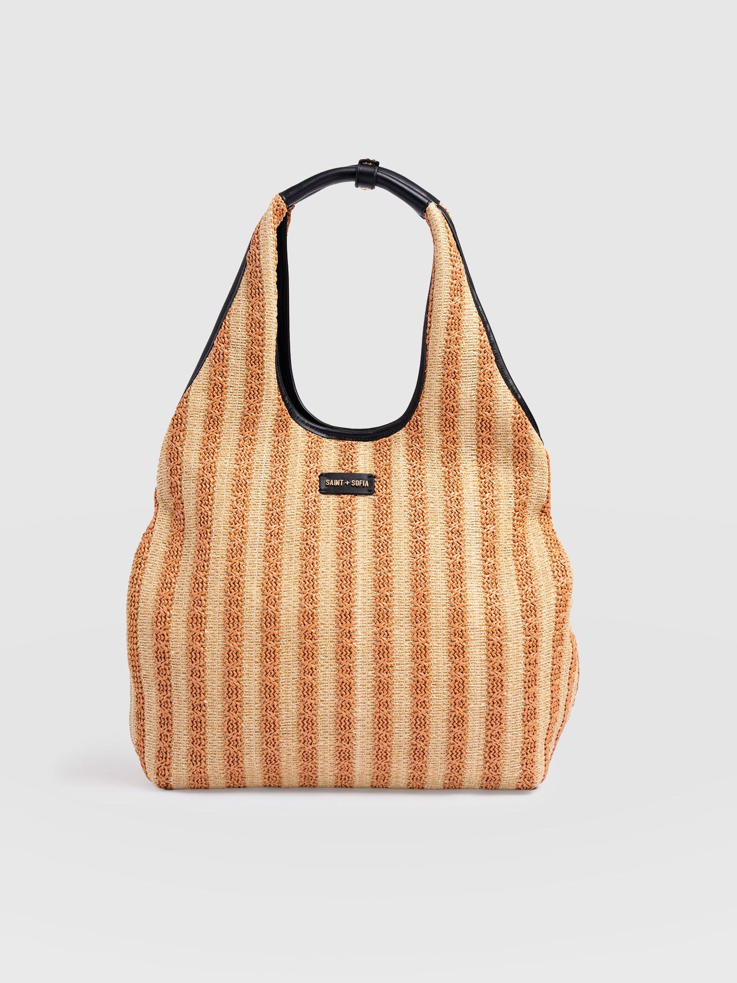 Large Stella Shoulder Tote Bag - Orange Raffia