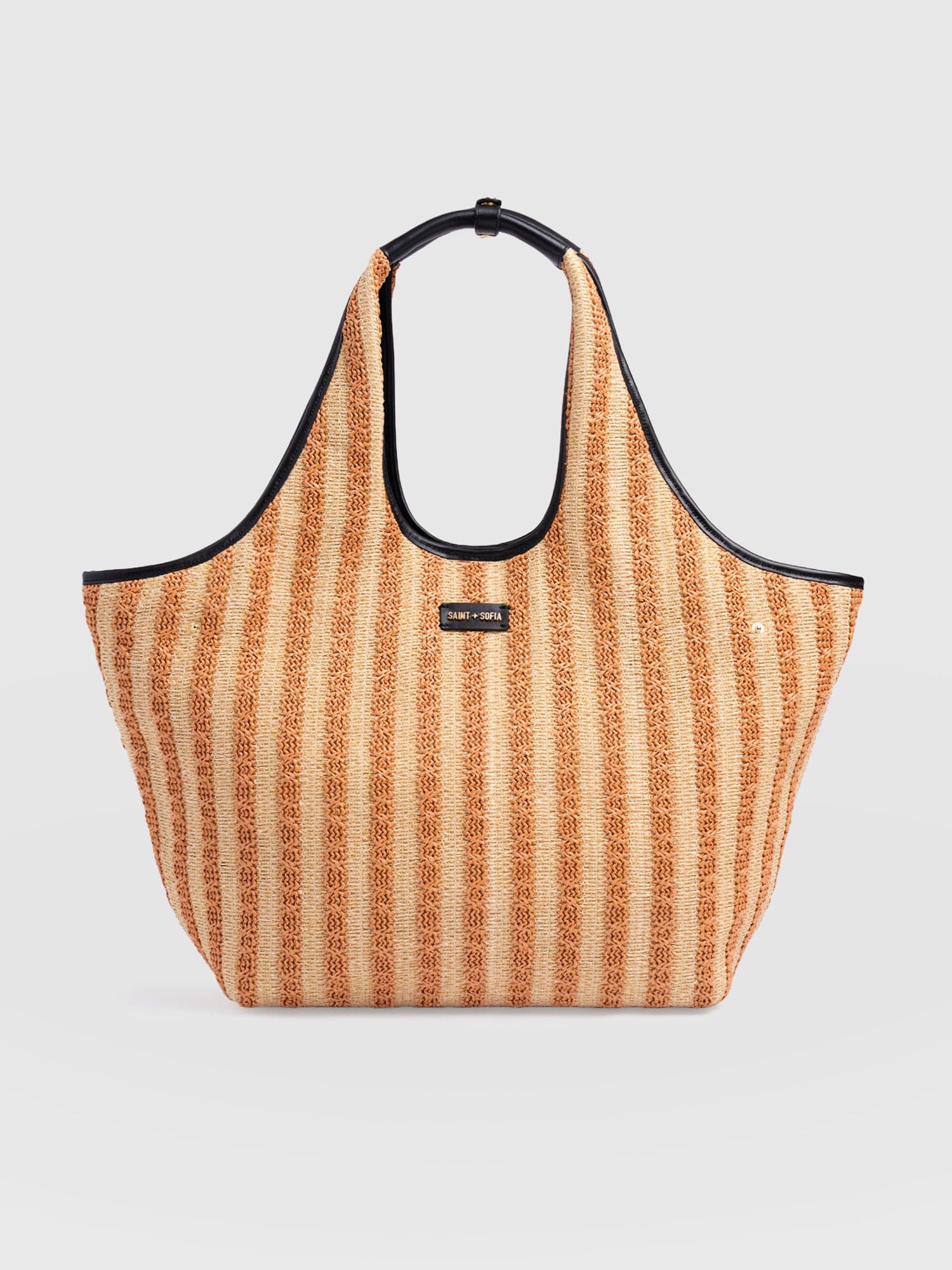 Large Stella Shoulder Tote Bag - Orange Raffia