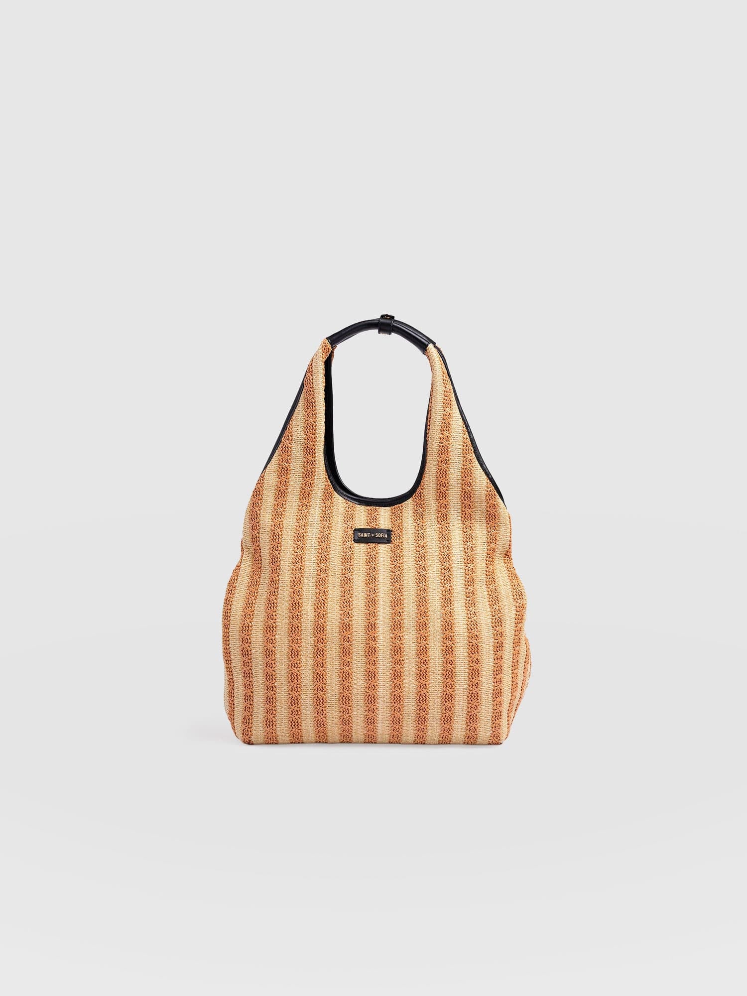 Large Stella Shoulder Tote Bag - Orange Raffia