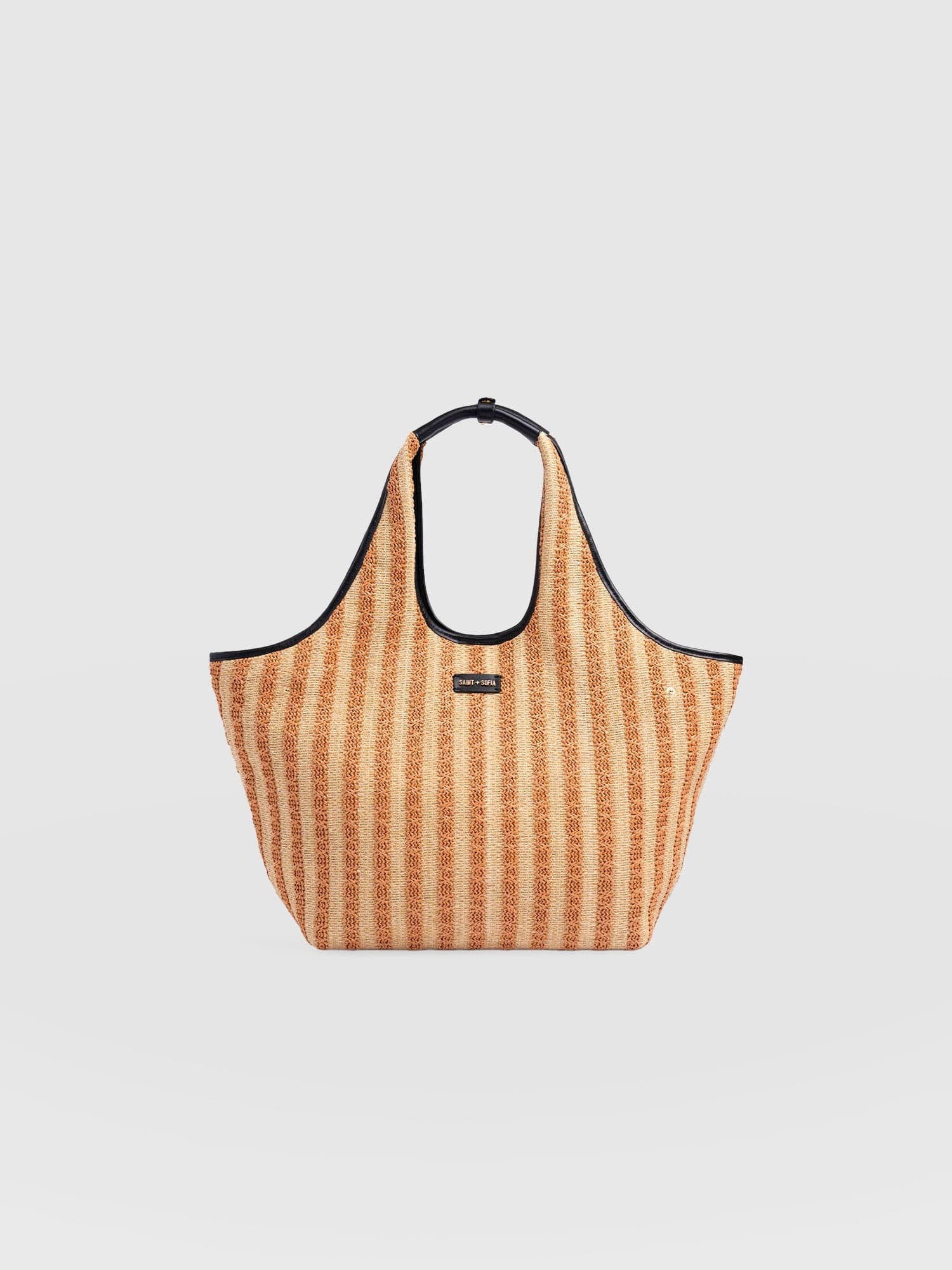 Large Stella Shoulder Tote Bag - Orange Raffia