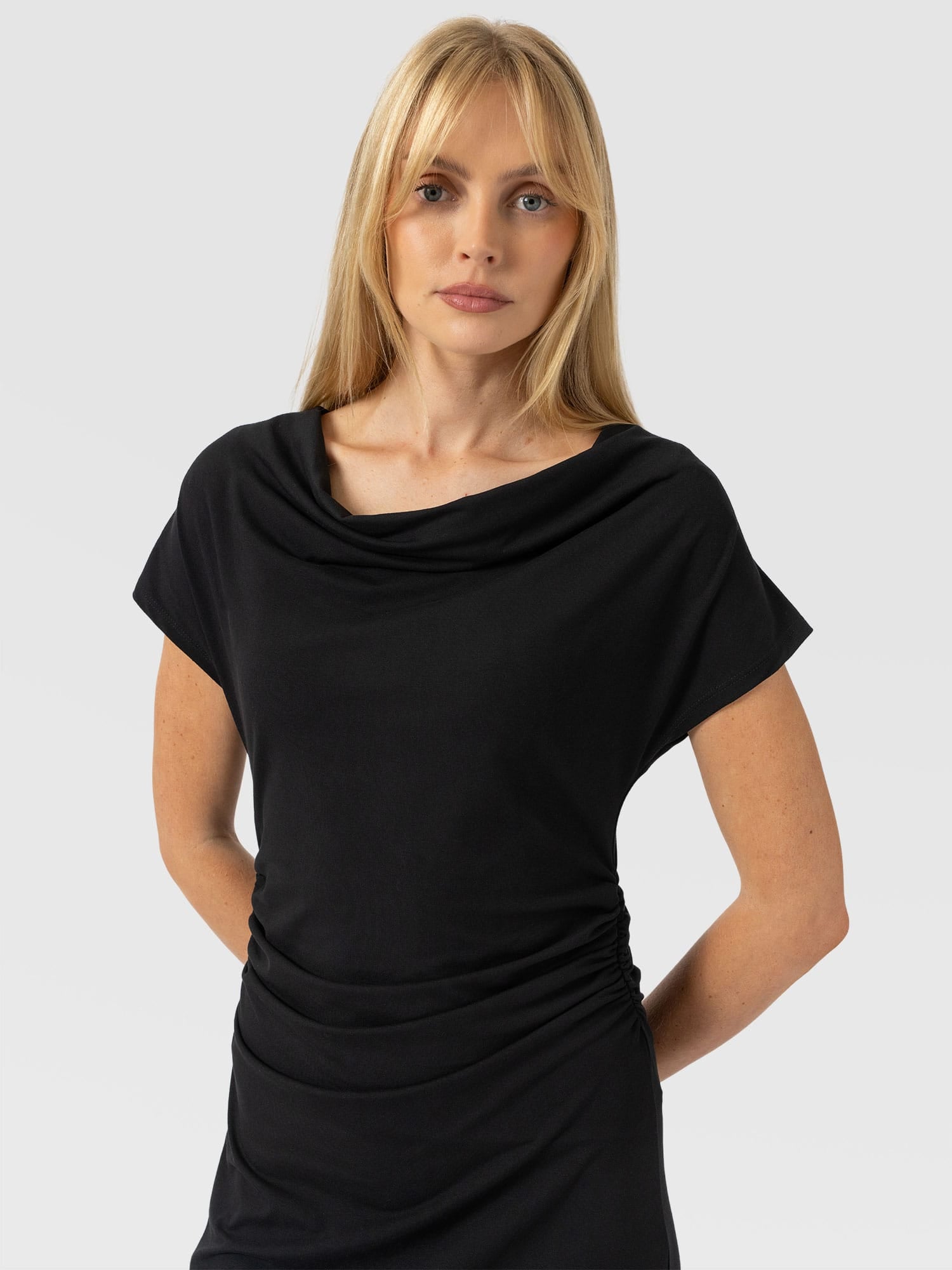 Laurie Cowl Neck Dress - Black