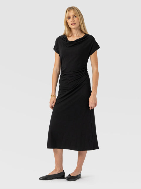 Laurie Cowl Neck Dress - Black