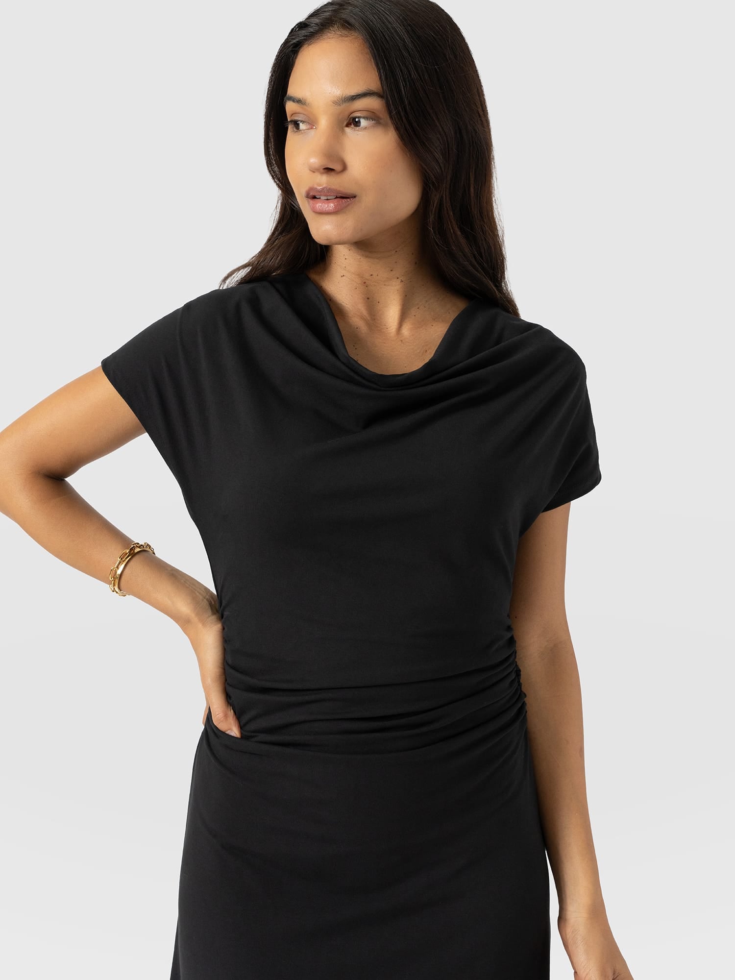 Laurie Cowl Neck Dress - Black - Women's Dresses | Saint + Sofia® UK