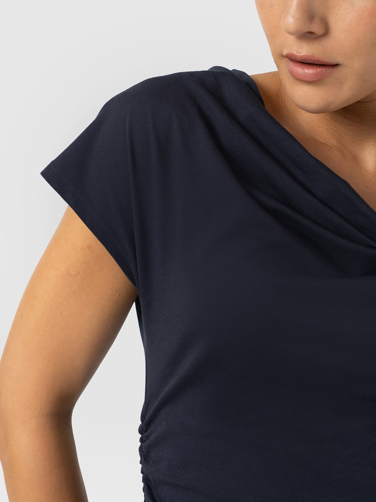 Laurie Cowl Neck Dress - Navy