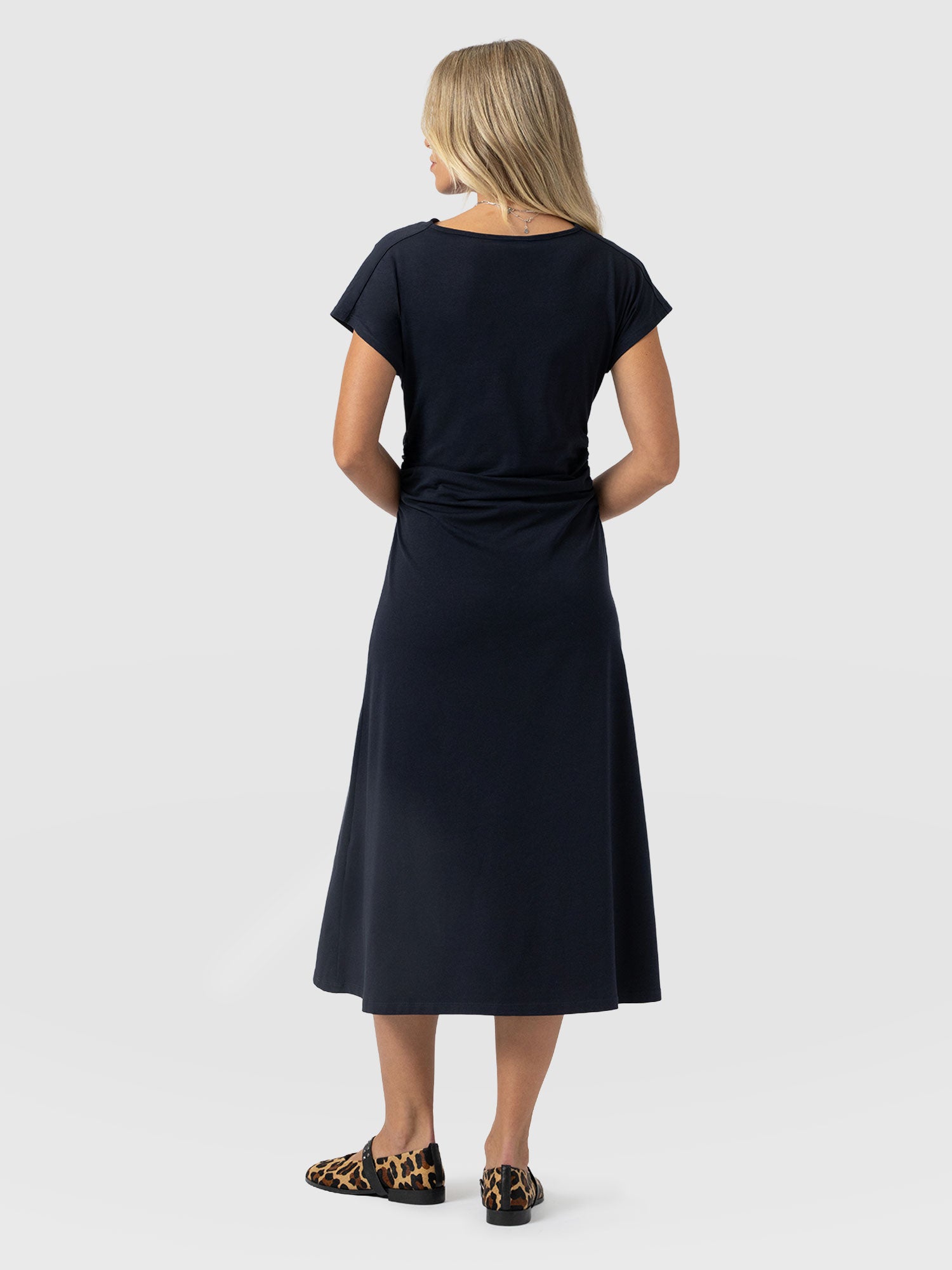 Laurie Cowl Neck Dress - Navy