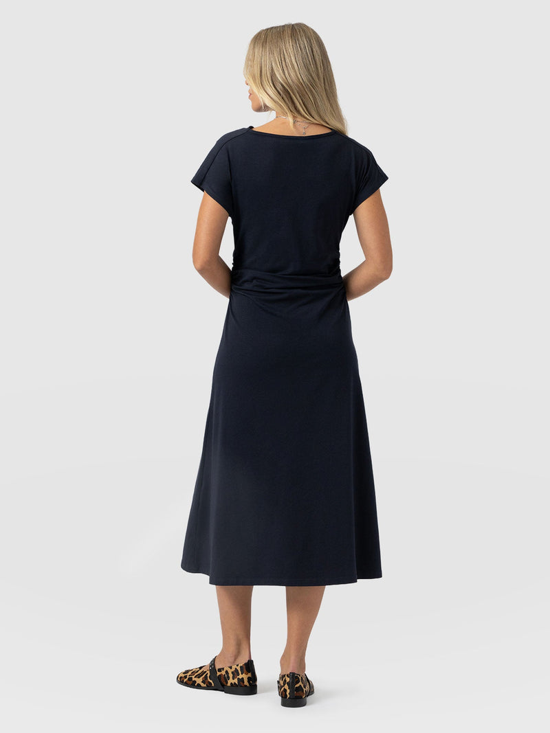 Laurie Cowl Neck Dress - Navy - Women's Dresses | Saint + Sofia® UK