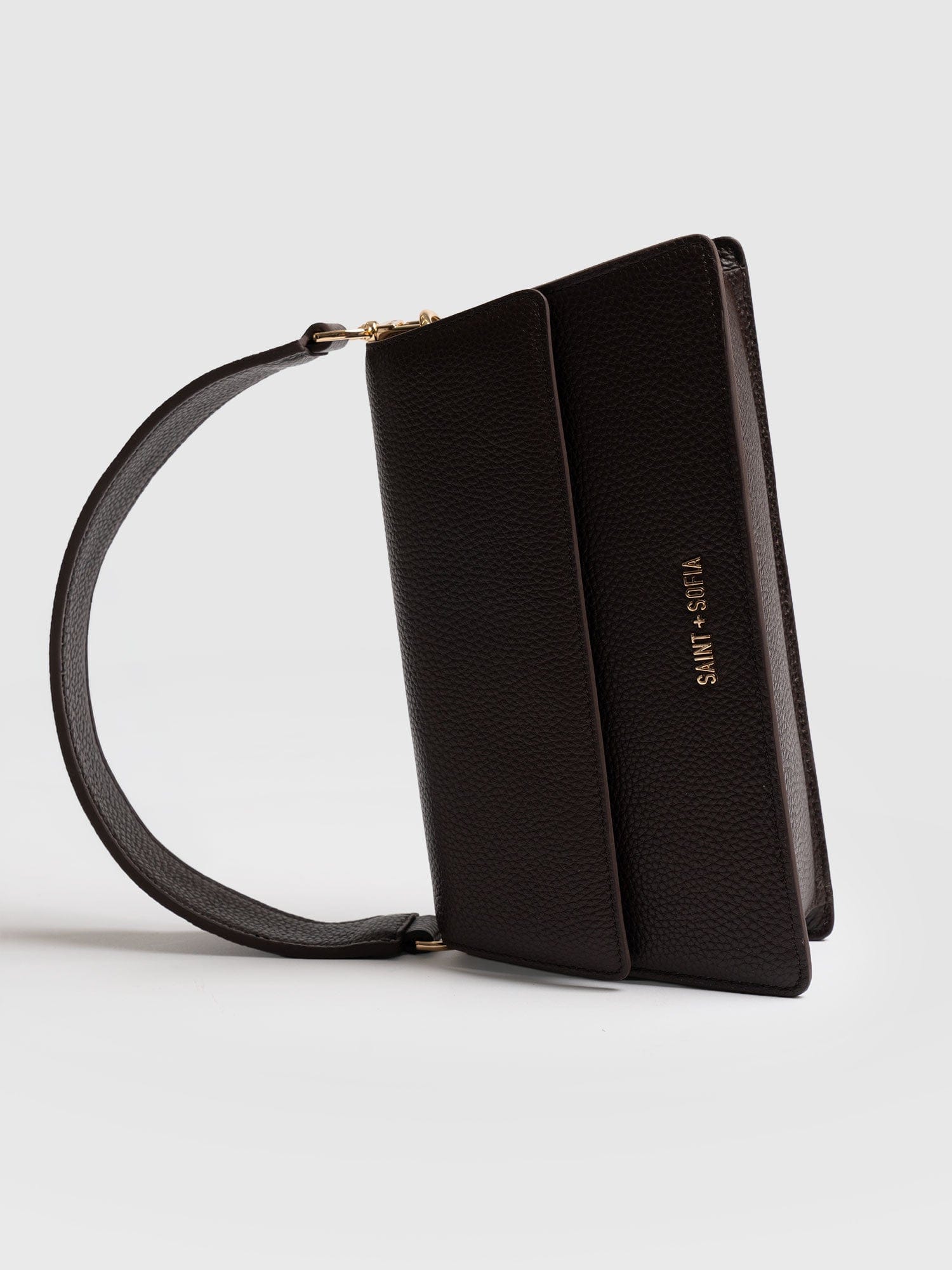Lennox Half Flap Bag - Chocolate - Women's Handbags | Saint + Sofia® UK