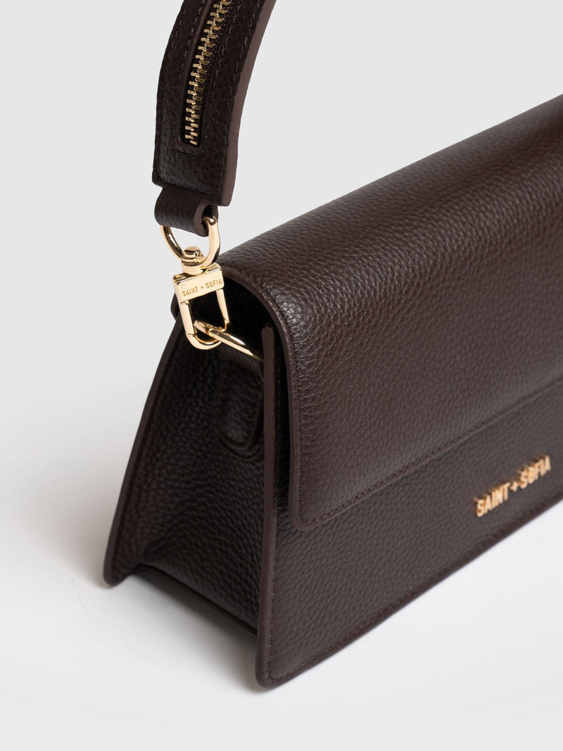 Lennox Half Flap Bag - Chocolate - Women's Handbags | Saint + Sofia® UK