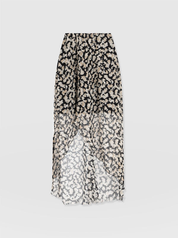 Lexi High Low Skirt - Black Confetti Petal