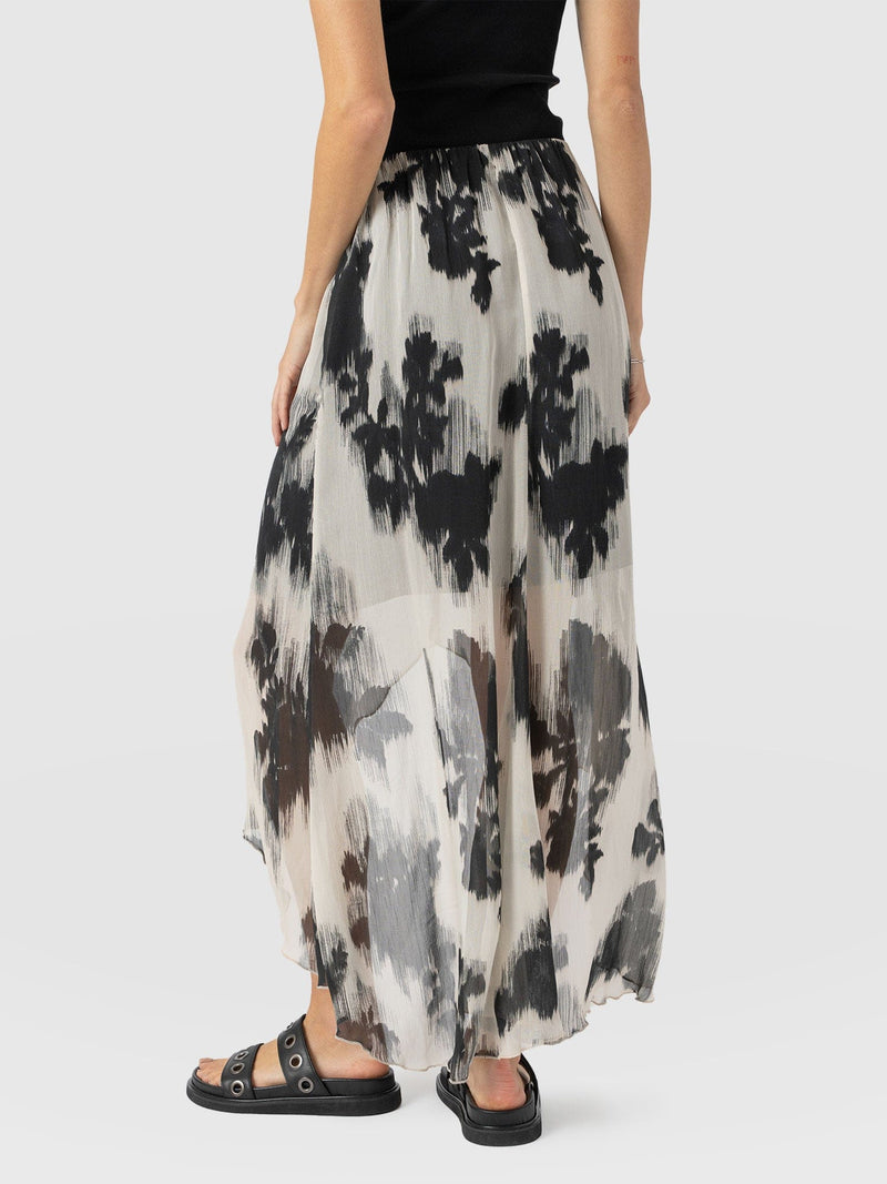 Lexi High Low Skirt - White Fade Floral