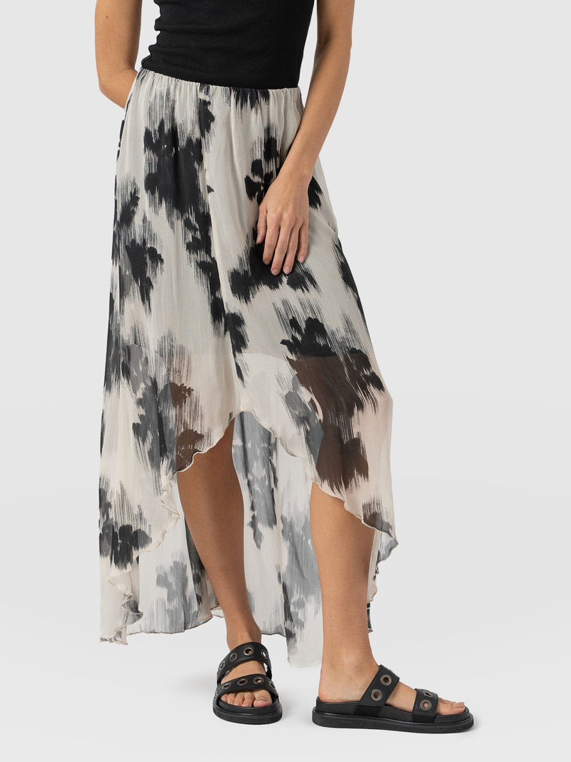 Lexi High Low Skirt - White Fade Floral