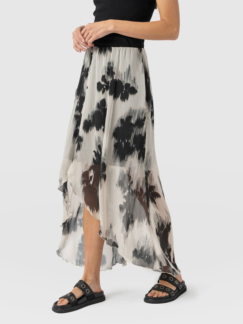 Lexi High Low Skirt - White Fade Floral