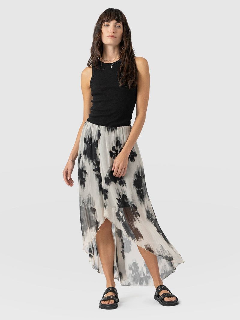 Lexi High Low Skirt - White Fade Floral