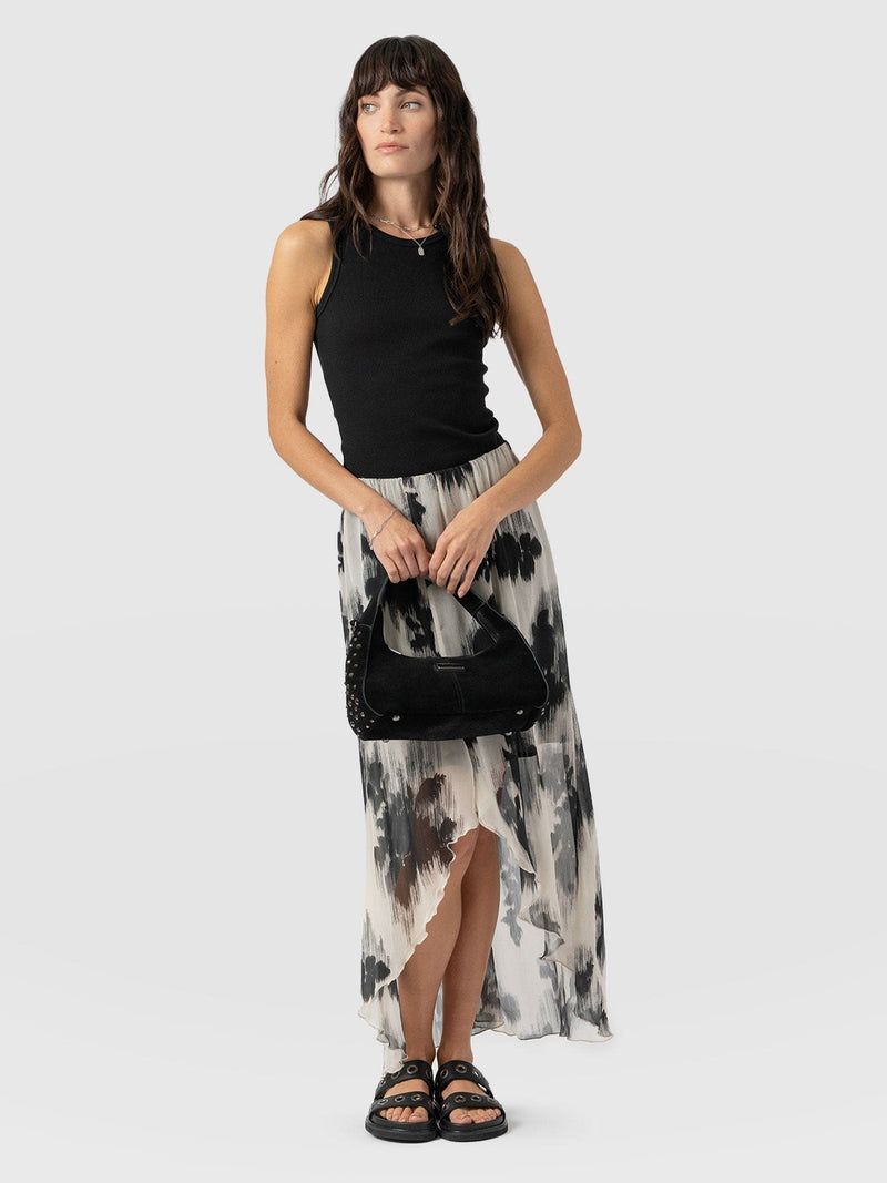 Lexi High Low Skirt - White Fade Floral