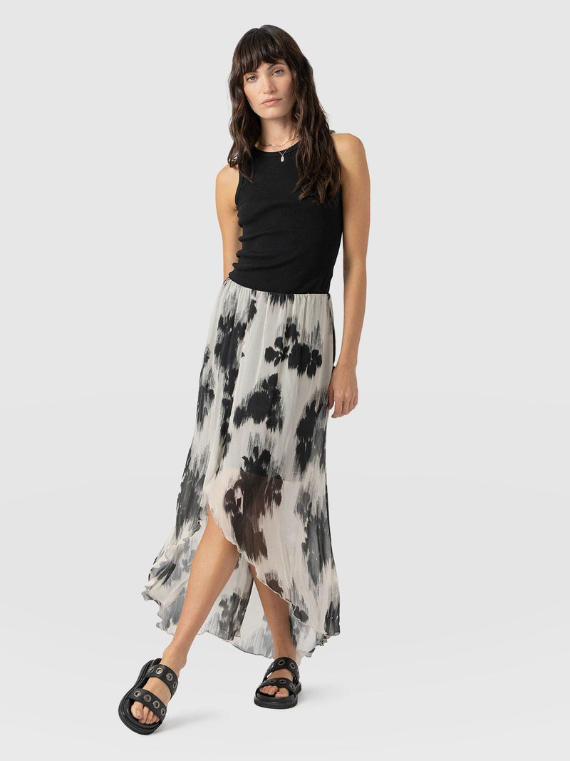 Lexi High Low Skirt - White Fade Floral