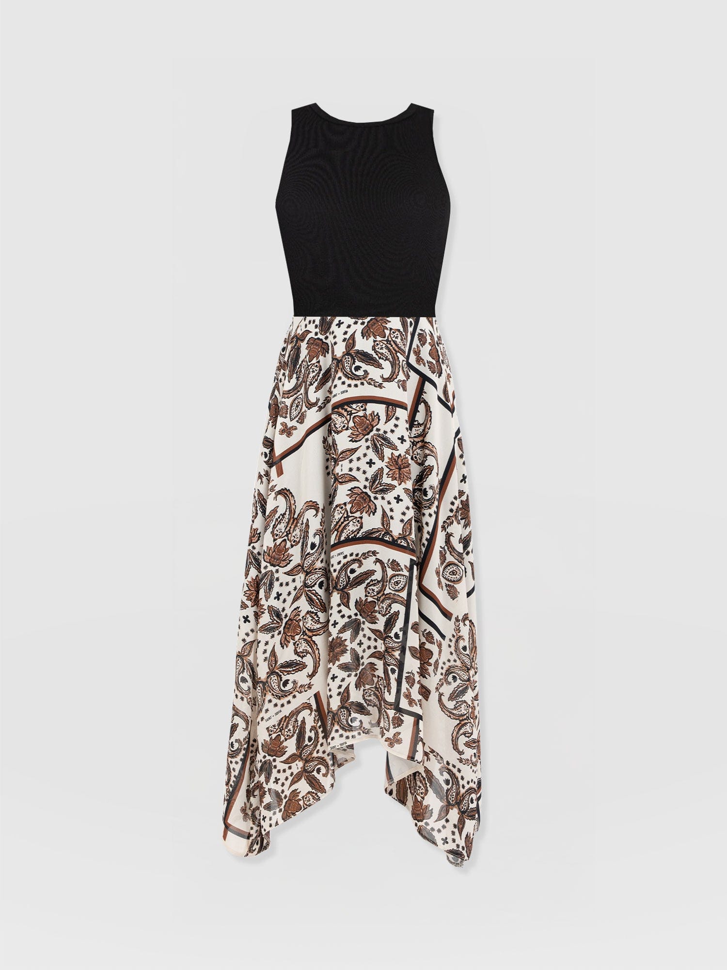 Lila Hanky Hem Dress - Cream Paisley