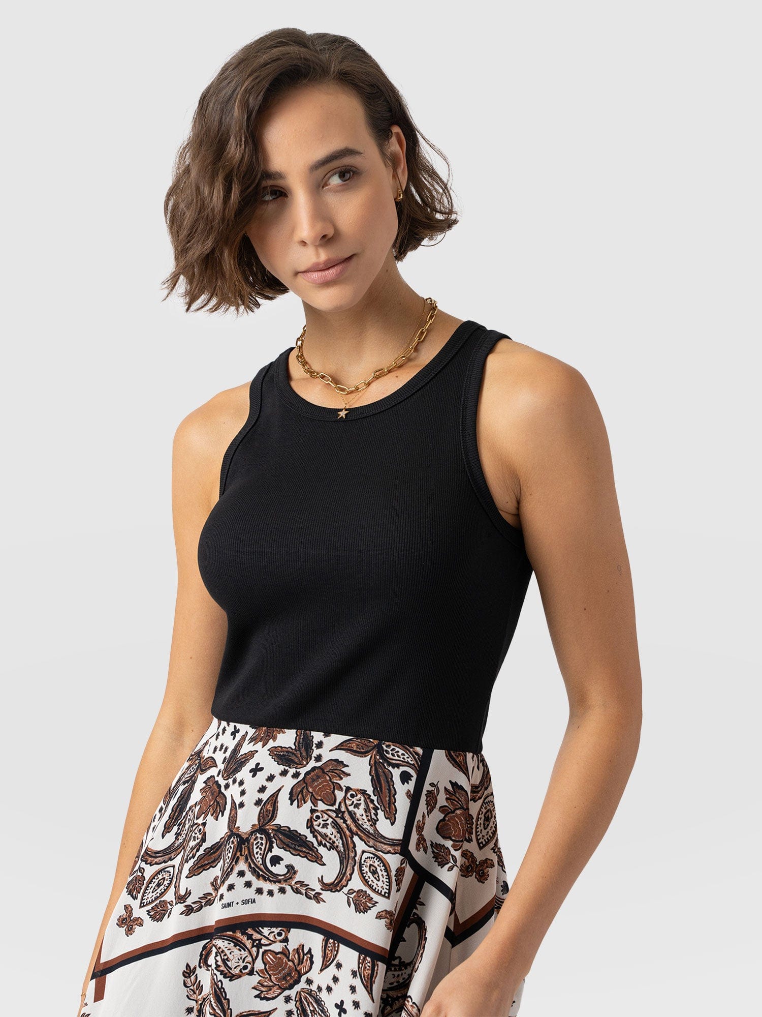 Lila Hanky Hem Dress - Cream Paisley