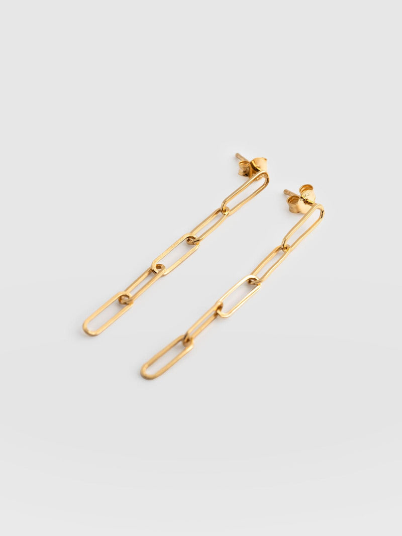 Link Chain Drop Earrings - Gold