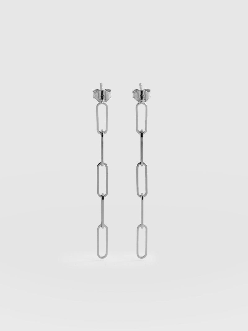 Link Chain Drop Earrings - Silver