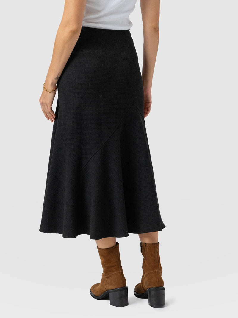Lumi Panelled Skirt  - Black Boucle