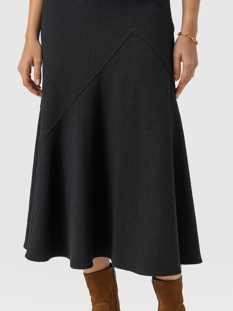 Lumi Panelled Skirt  - Black Boucle