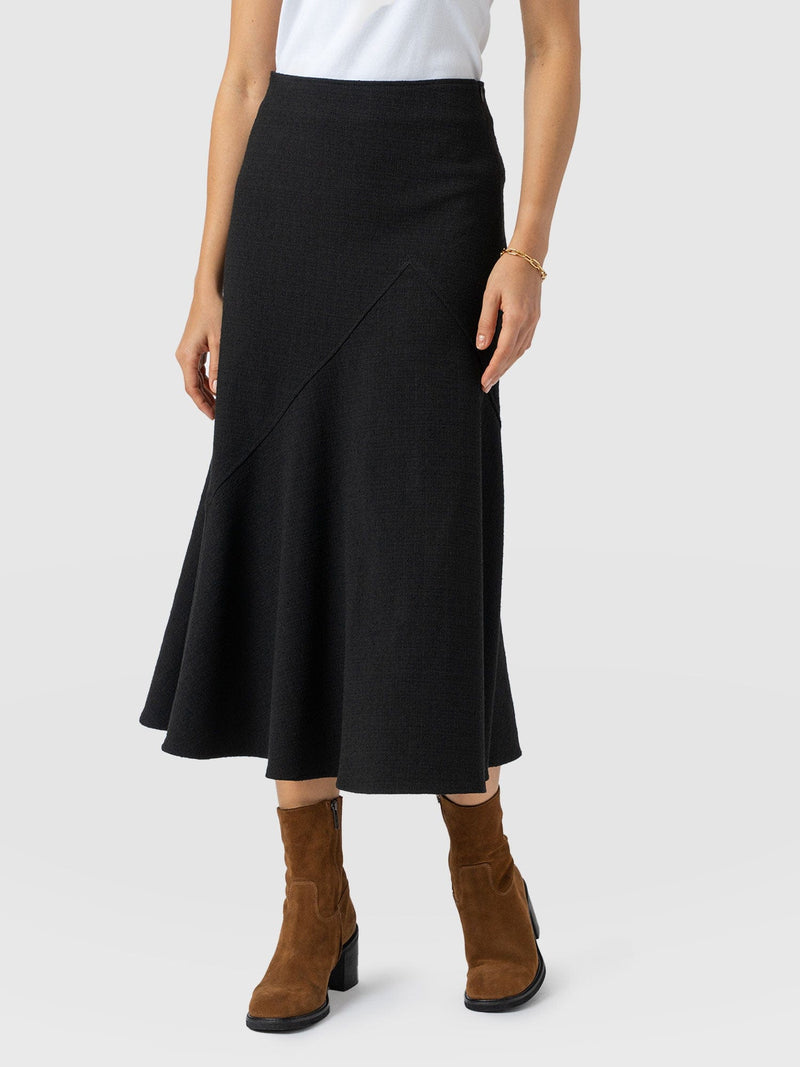 Lumi Panelled Skirt  - Black Boucle