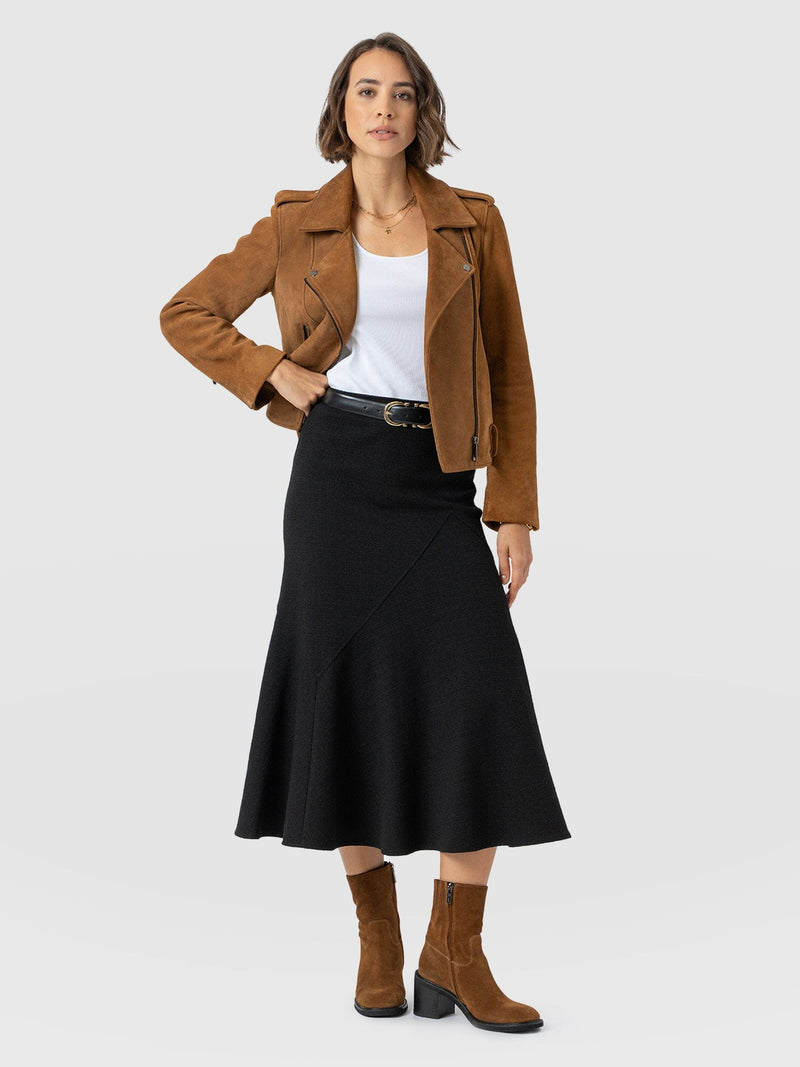 Lumi Panelled Skirt  - Black Boucle