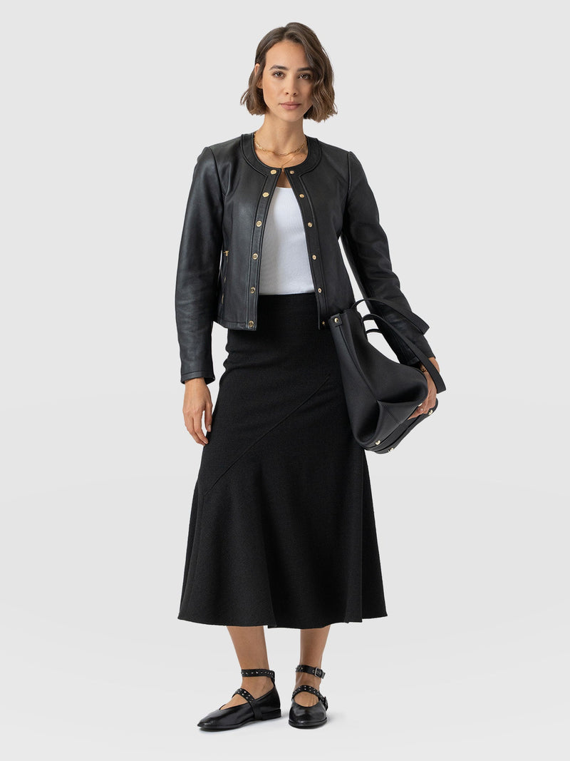 Lumi Panelled Skirt  - Black Boucle