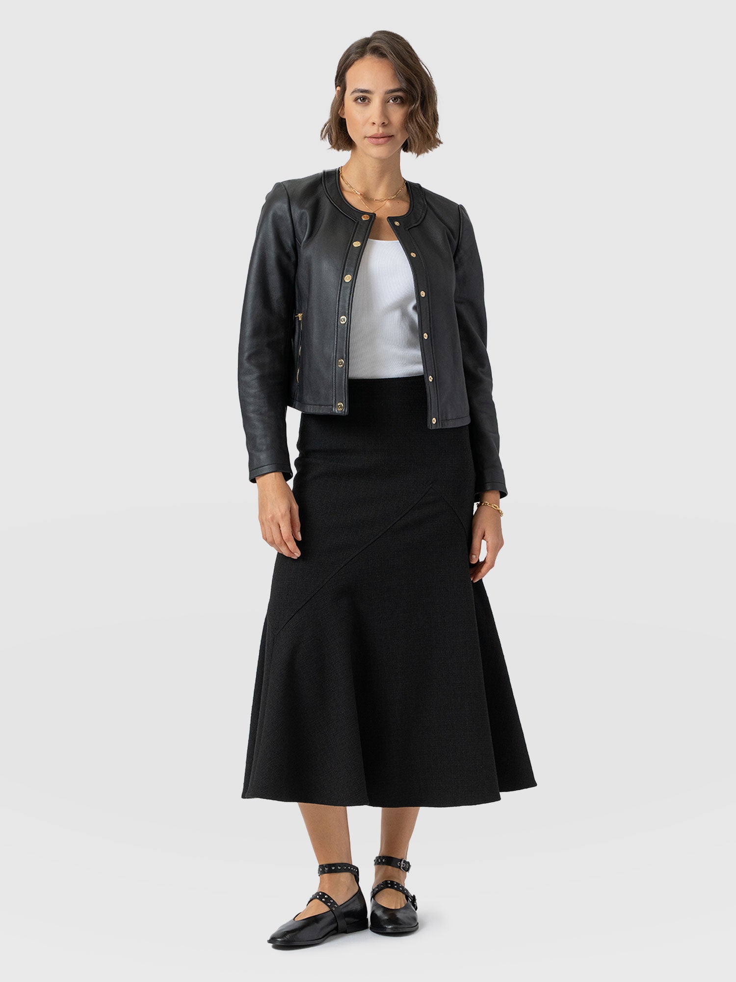 Lumi Panelled Skirt  - Black Boucle