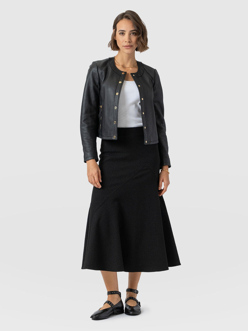 Lumi Panelled Skirt  - Black Boucle