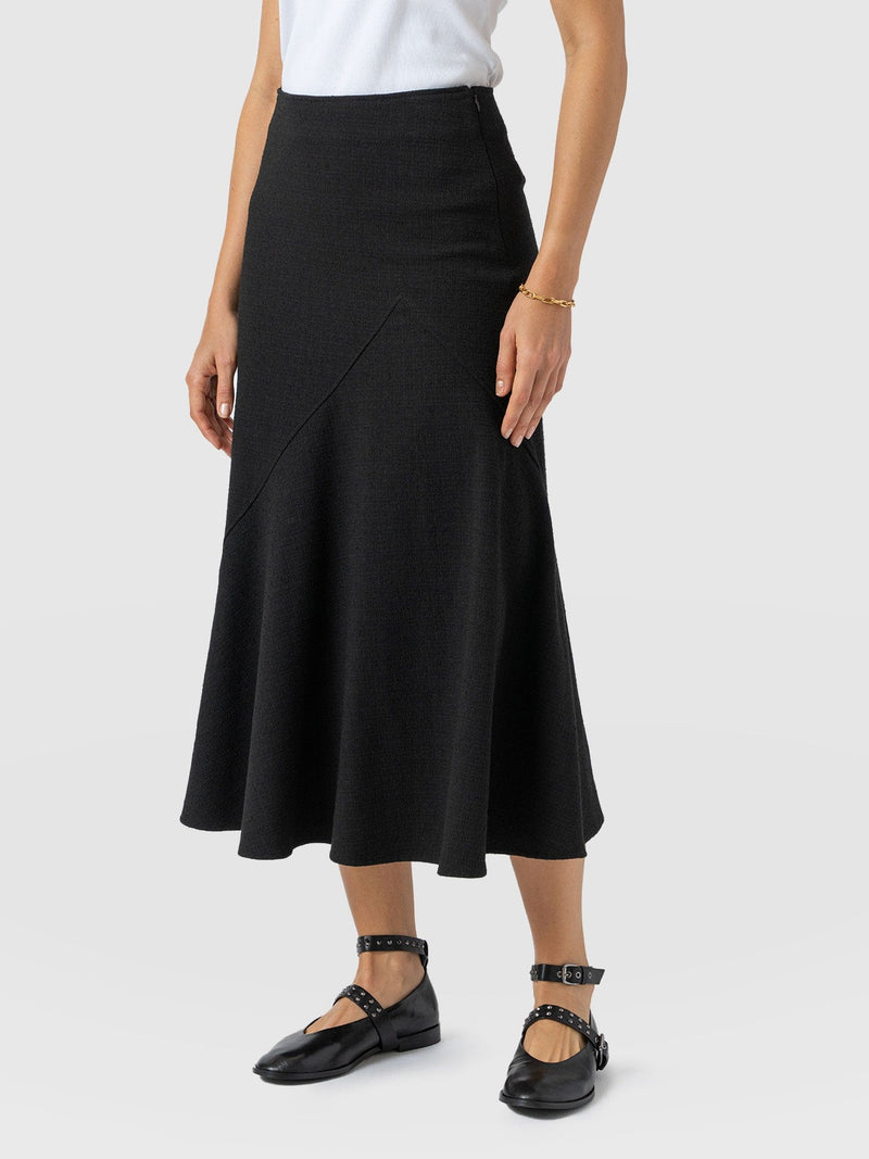 Lumi Panelled Skirt  - Black Boucle