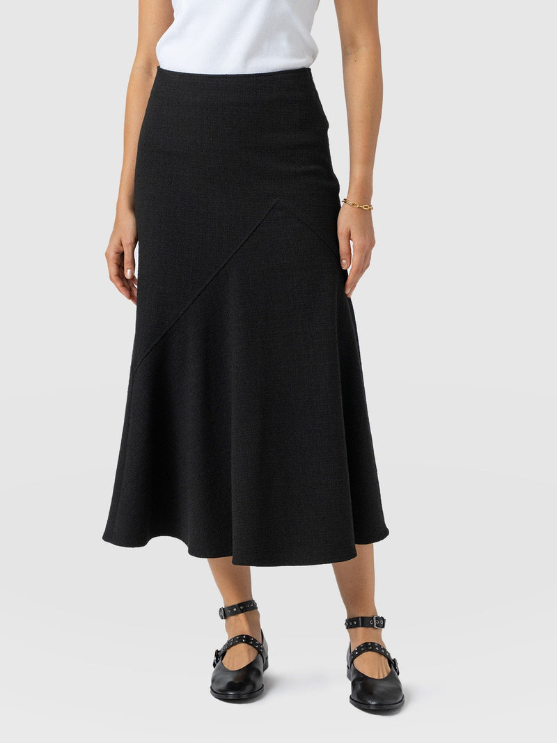 Lumi Panelled Skirt  - Black Boucle