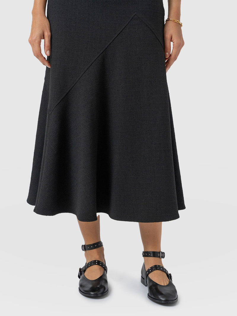Lumi Panelled Skirt  - Black Boucle