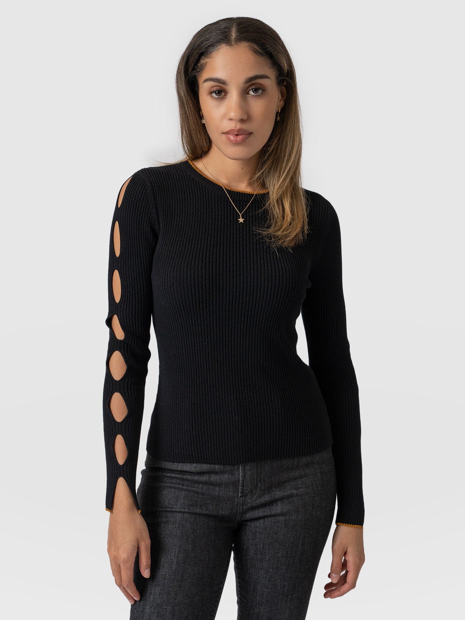 Cut out sale black sweater