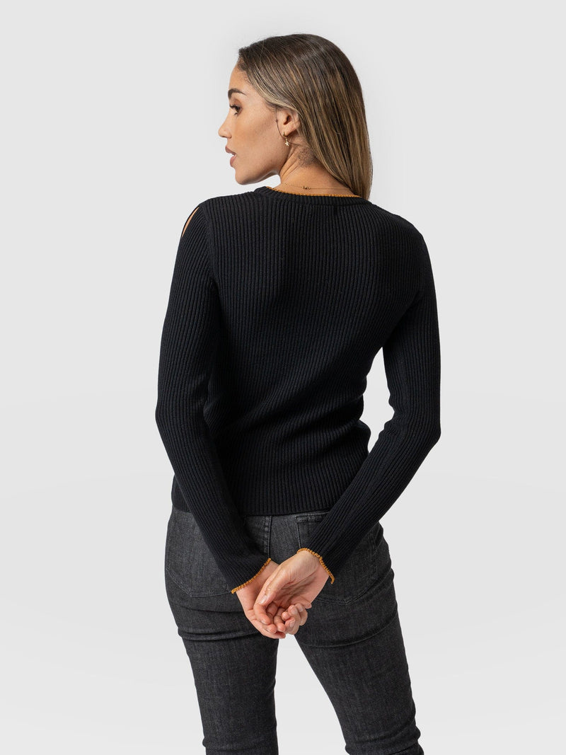 Luna Cut Out Sweater - Black Lurex