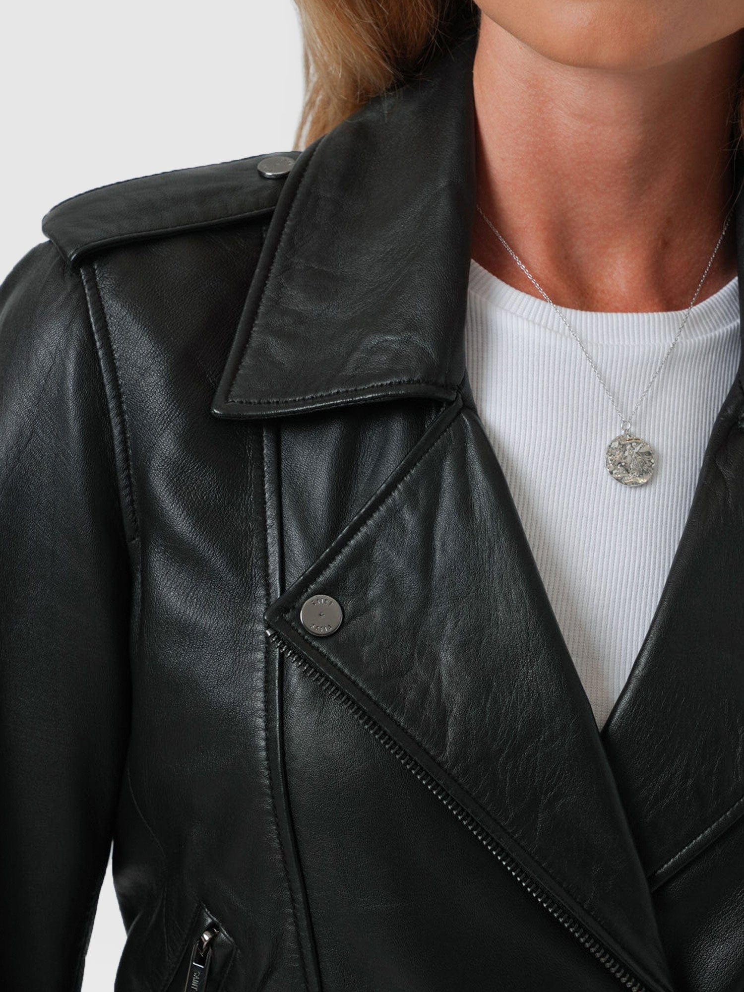 Luther Leather Jacket Black - Women's Leather Jacket | Saint + Sofia® UK