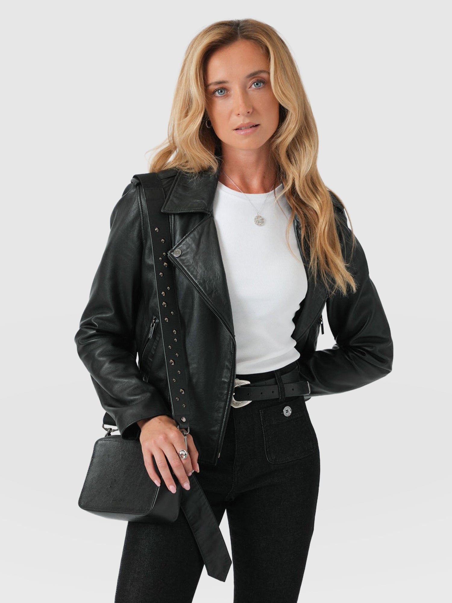 Luther Leather Jacket Black - Women's Leather Jacket | Saint + Sofia® UK