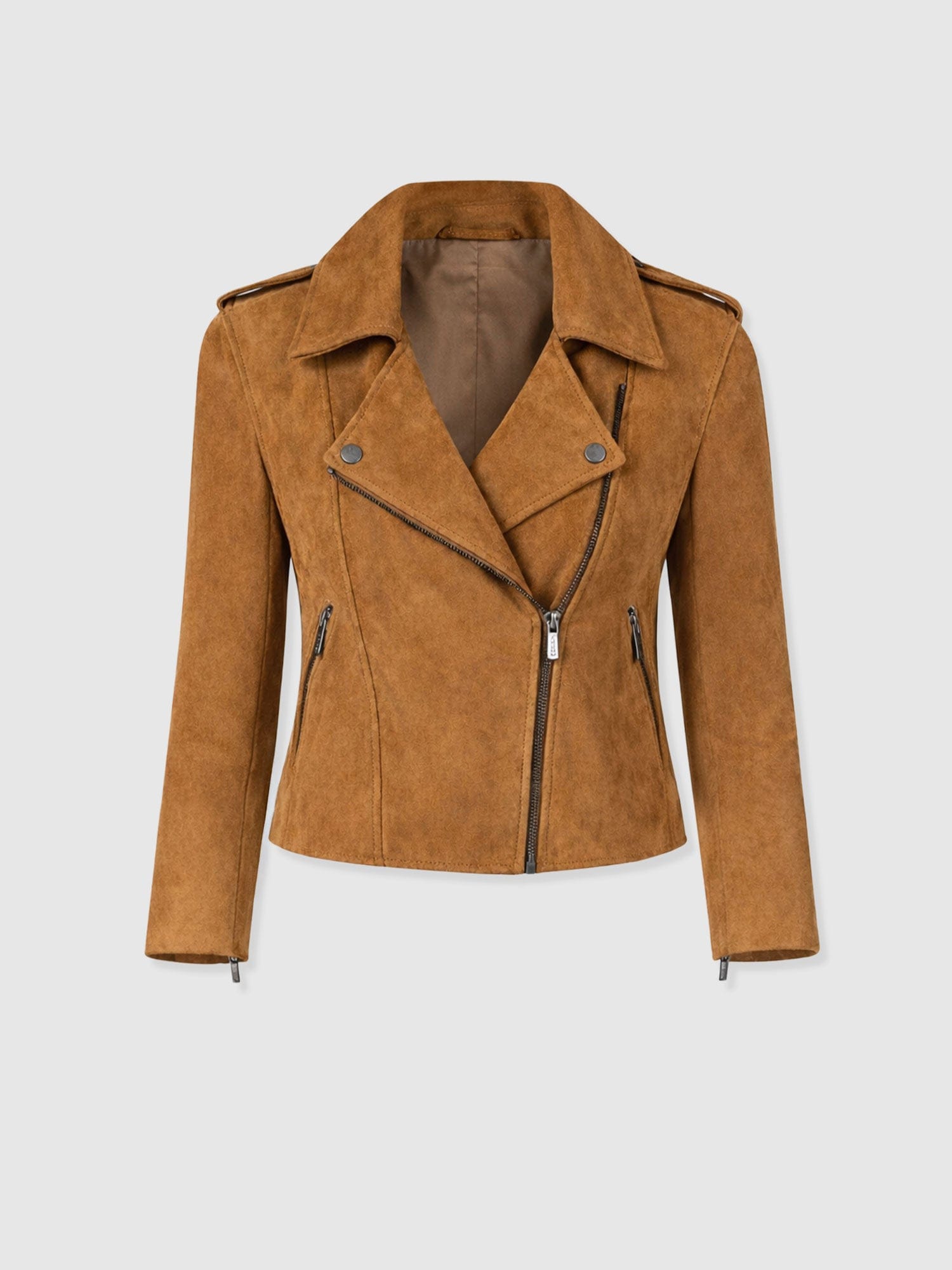 Luther Leather Jacket - Camel Suede - Women's Leathers | Saint and Sofia® UK