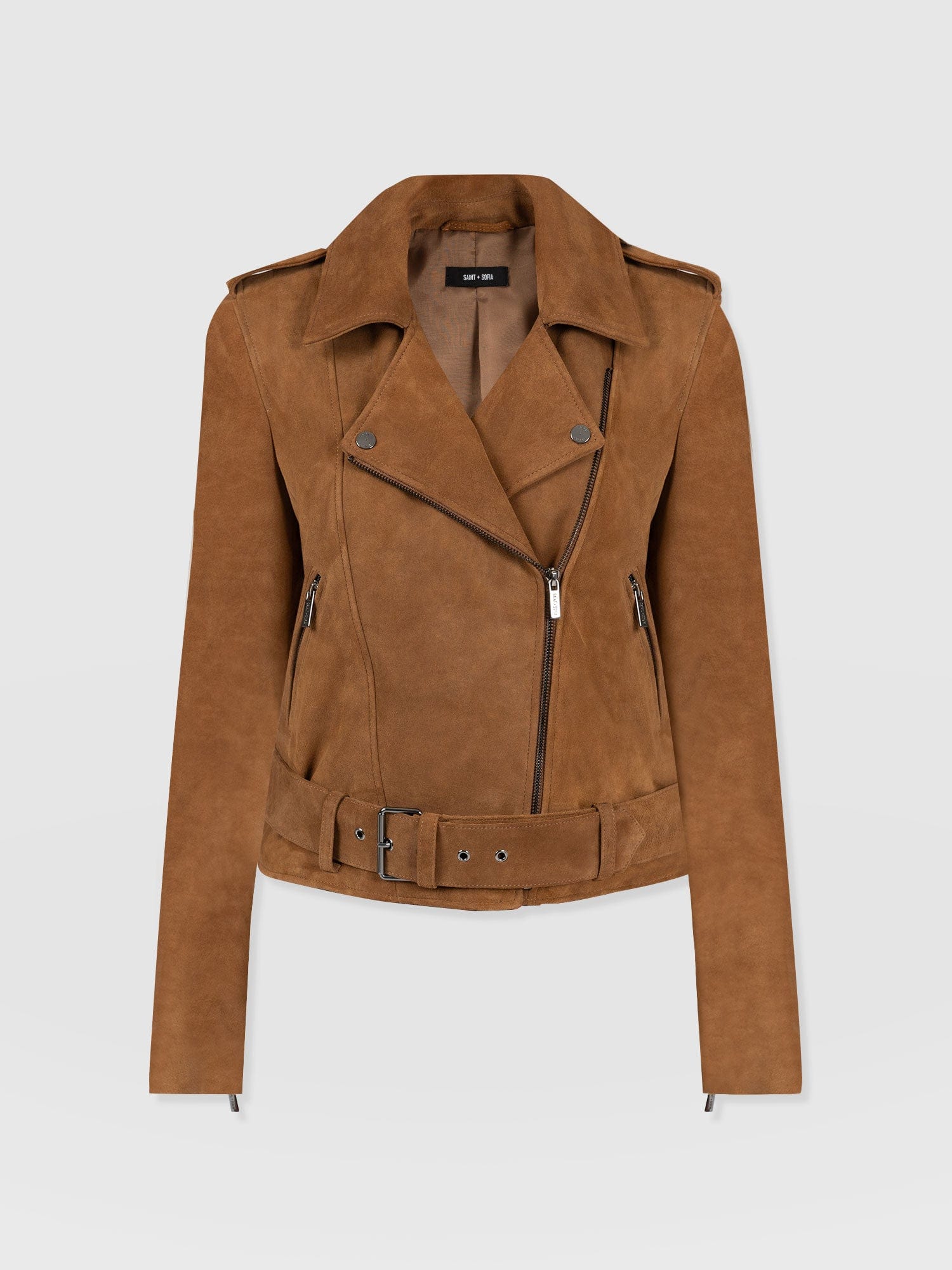 Luther Suede Jacket - Camel - Women's Leather Jacket | Saint + Sofia® UK